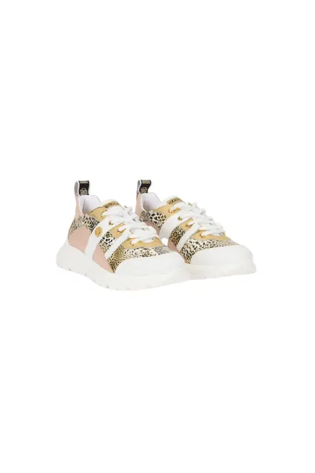 Roberto Cavalli White And Jaguar Sneakers With Logo