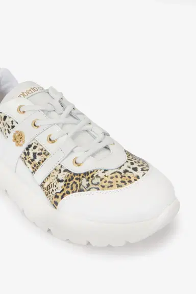 Roberto Cavalli White And Jaguar Sneakers With Logo | Thumbnail 5