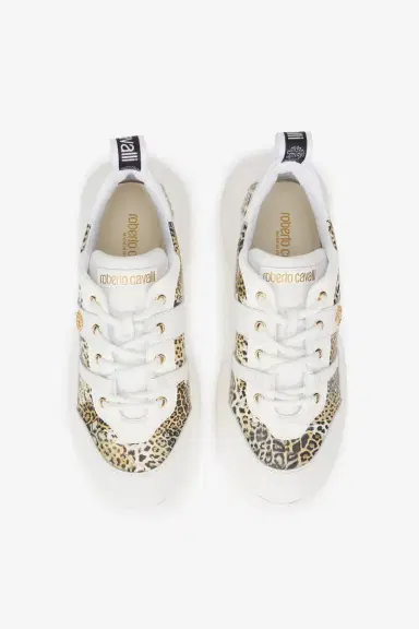Roberto Cavalli White And Jaguar Sneakers With Logo | Thumbnail 6