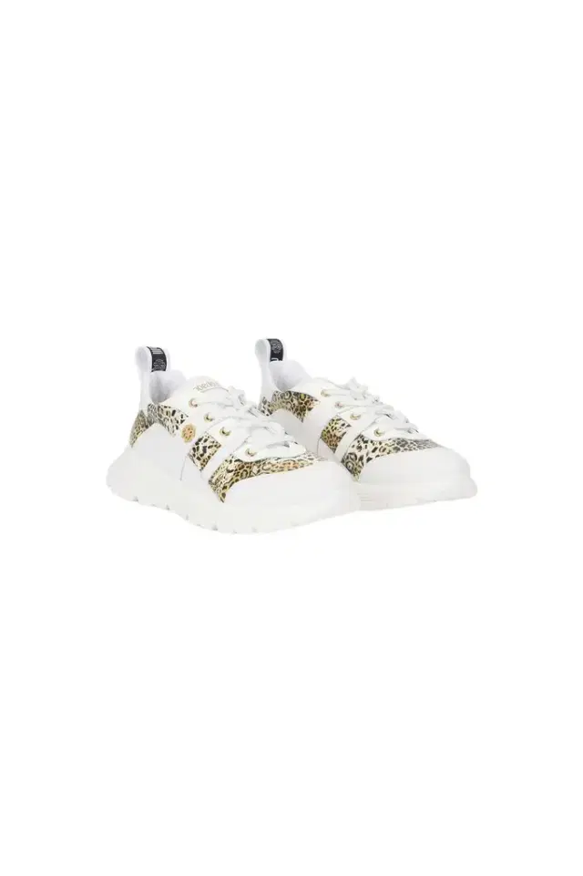 Roberto Cavalli White And Jaguar Sneakers With Logo