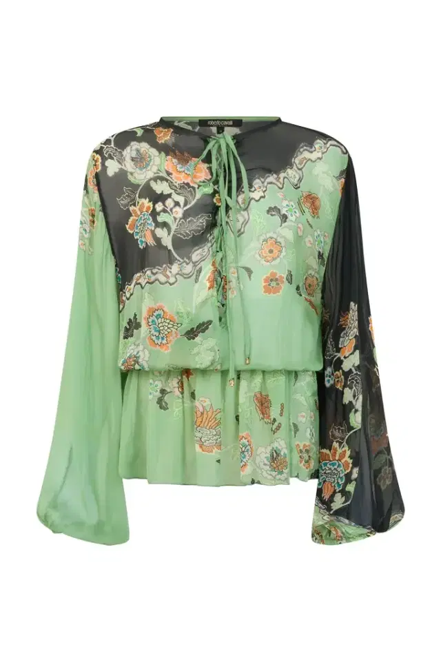Roberto Cavalli Silk Chiffon Kimono Print Dress