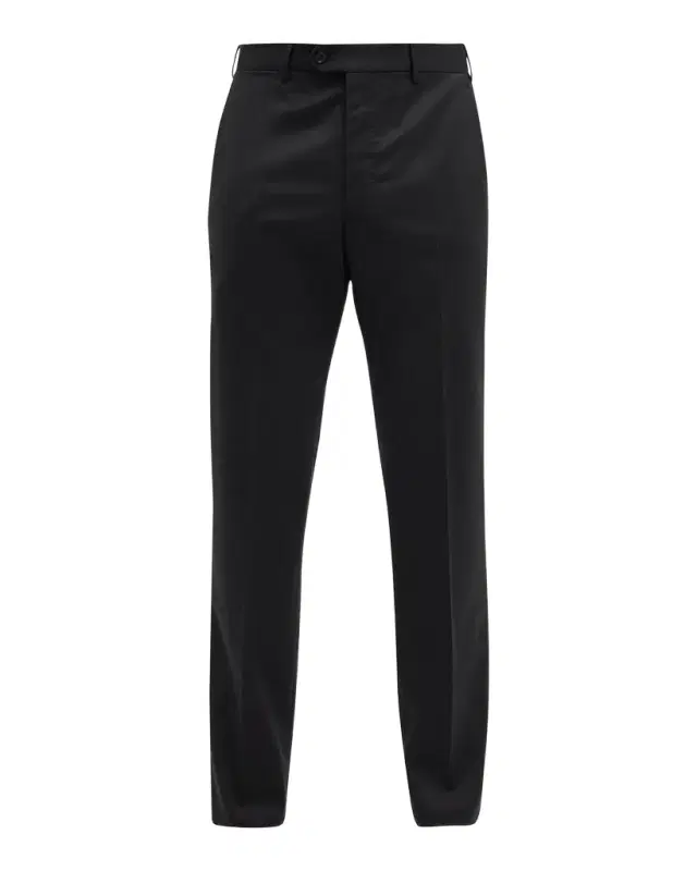 Giorgio Armani Basic Wool Flat-Front Trousers, Black