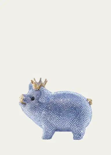 Jay Strongwater Baby Blue Piggy Bank w/ Crown | Thumbnail 3