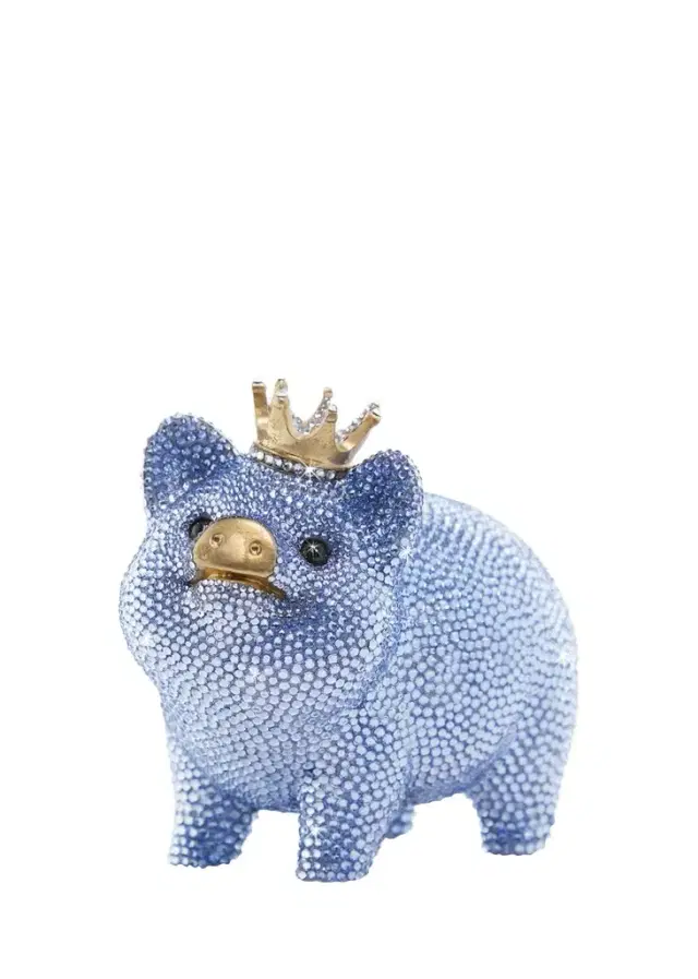 Jay Strongwater Baby Blue Piggy Bank w/ Crown