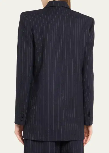 Oscar de la Renta Pinstripe Tailoring Jacket with Gold-Tone Buttons | Thumbnail 3