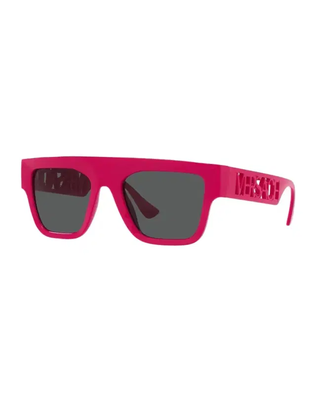 Versace Flat-Top Rectangle Nylon Sunglasses