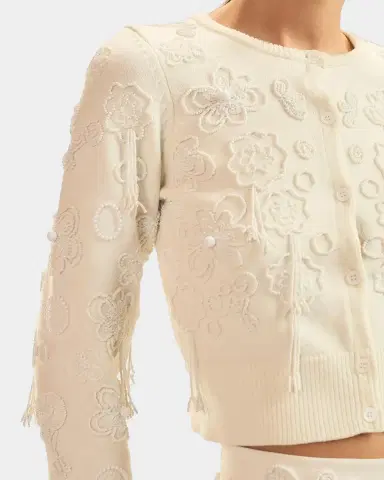 CYNTHIA ROWLEY Paloma Beaded Shrunken Cardigan | Thumbnail 3 CYNTHIA ROWLEY Paloma Beaded Shrunken Cardigan | Thumbnail 3