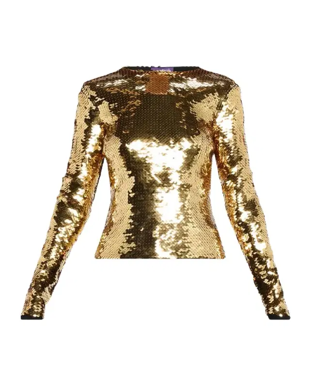 Jean Paul Gaultier Sequined Long-Sleeve Fitted Top
