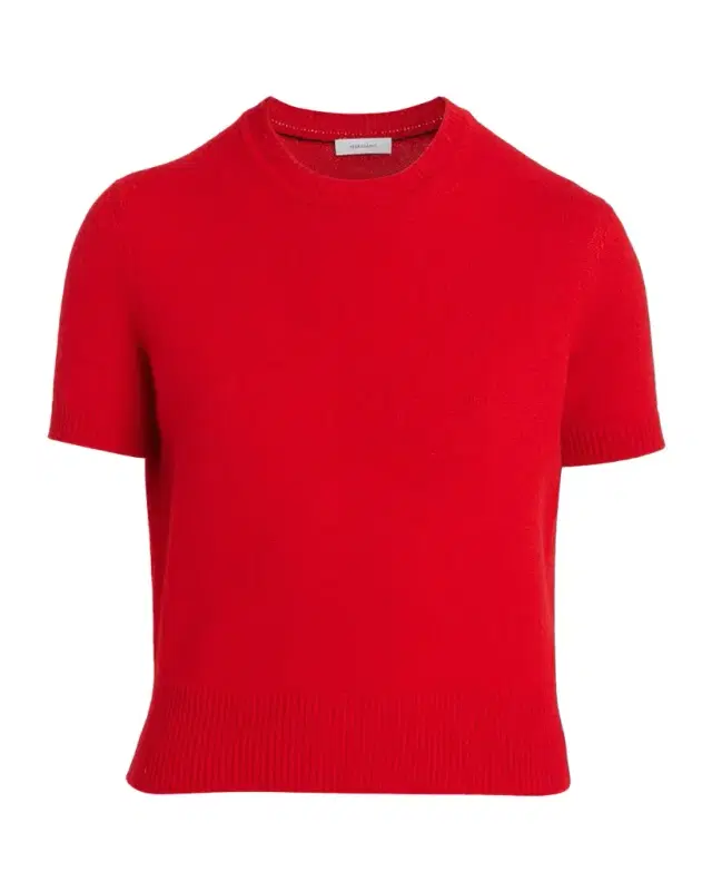 FERRAGAMO Short-Sleeve Cashmere Crewneck Sweater