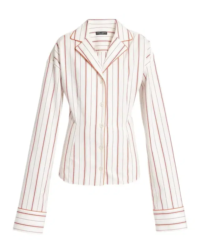 Dolce & Gabbana Sartorial Striped Cotton-Silk Button-Down Pajama Top