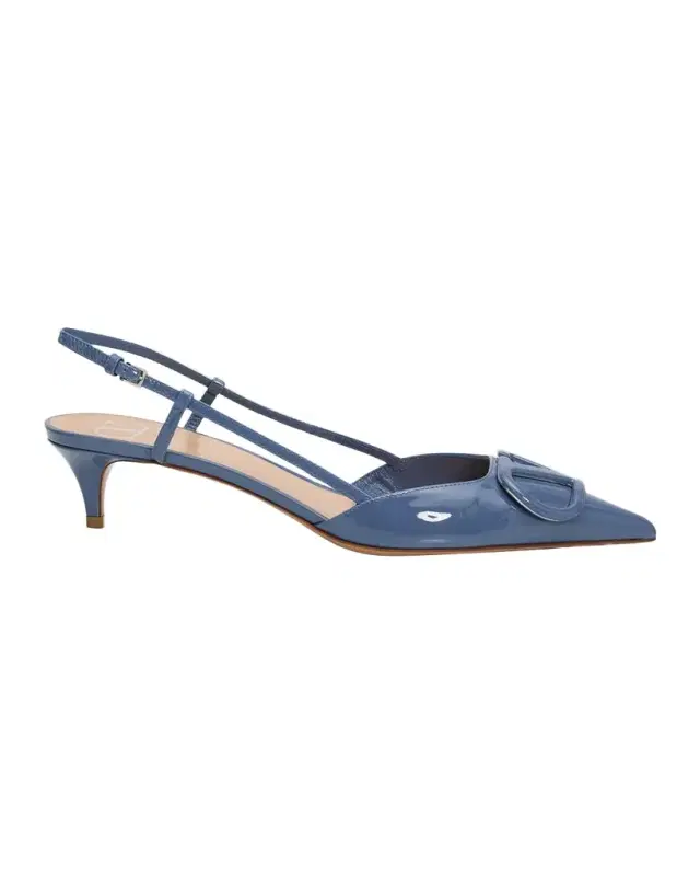 Valentino Garavani 40mm VLogo Signature Patent Leather Slingback Pumps