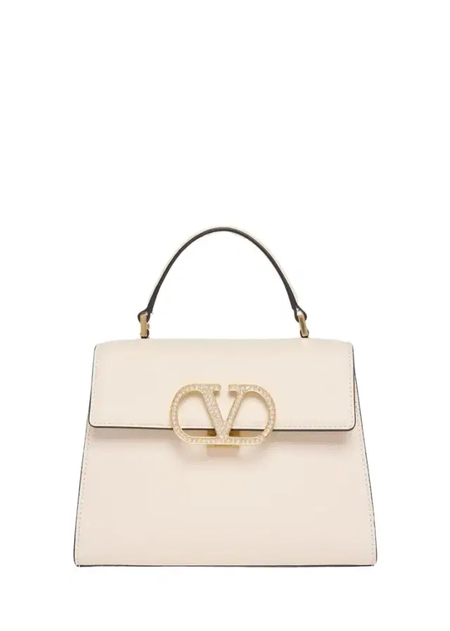 Valentino Garavani Small Crystal VLogo Leather Top-Handle Bag