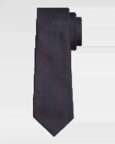 Kiton Men's Silk Micro-Geometric 7-Fold Tie | Thumbnail 2 Kiton Men's Silk Micro-Geometric 7-Fold Tie | Thumbnail 2