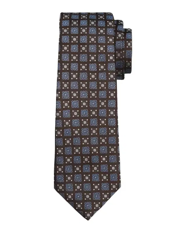 Kiton Men's Silk Geometric Jacquard 7-Fold Tie