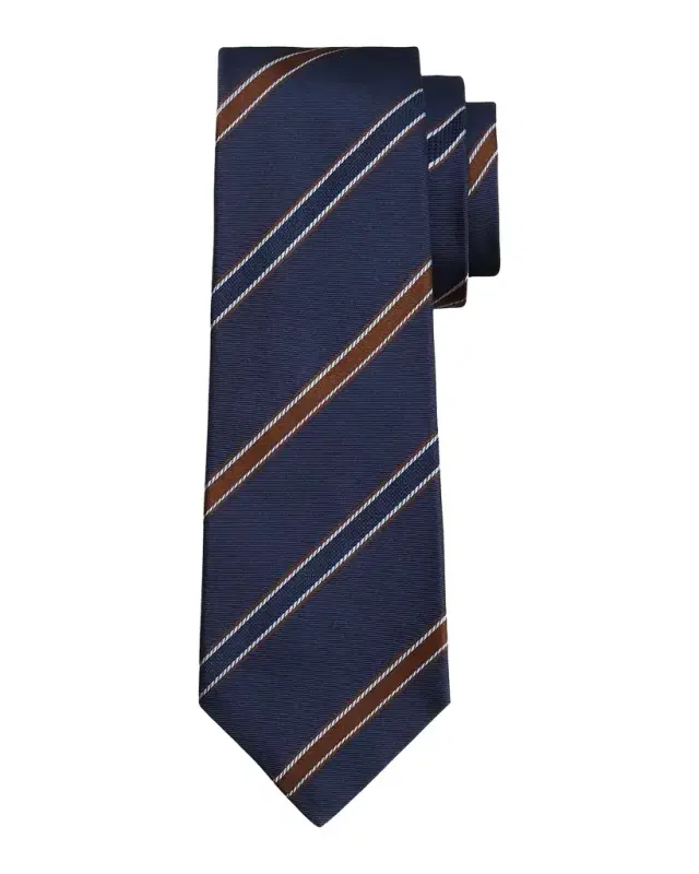 Men's Silk Woven Stripe 7-Fold Tie