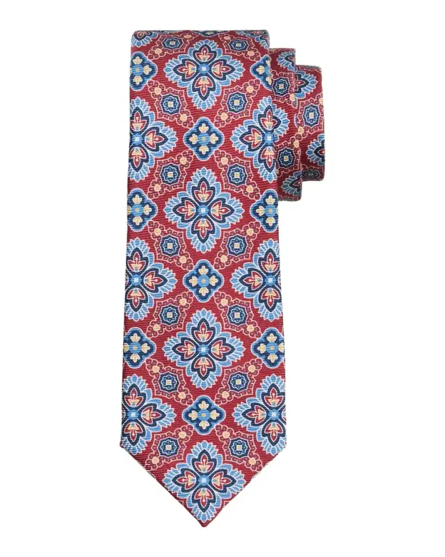Kiton Men's Silk Floral Medallion 7-Fold Tie