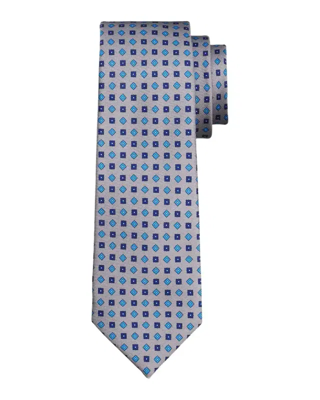 Kiton Men's Micro-Geometric Silk 7-Fold Tie