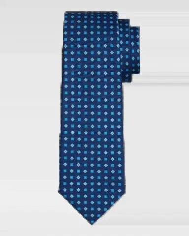 Kiton Men's Silk Micro-Geometric 7-Fold Tie | Thumbnail 2