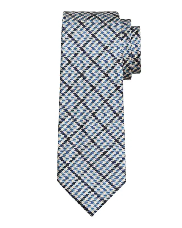 Kiton Men's Silk Houndstooth Check 7-Fold Tie