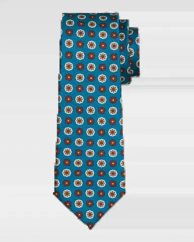 Kiton Men's Silk Geometric Floral 7-Fold Tie | Thumbnail 2