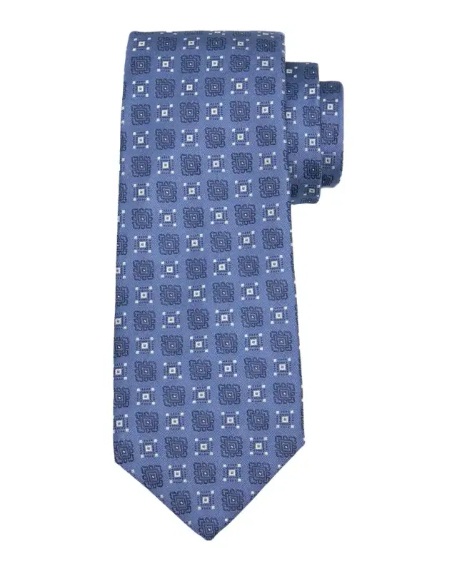 Men's Silk Woven Geometric 7-Fold Tie