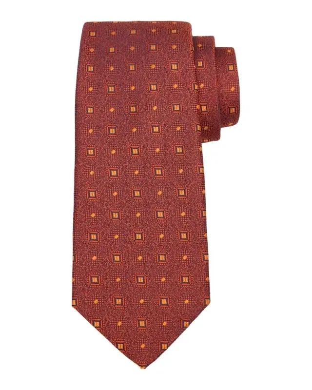 Kiton Men's Silk Micro-Geometric 7-Fold Tie