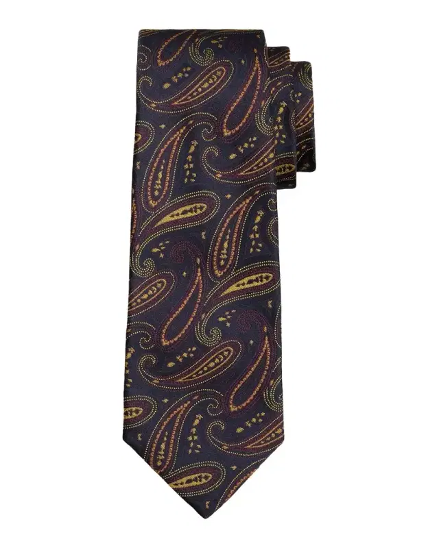 Kiton Men's Silk Woven Paisley 7-Fold Tie