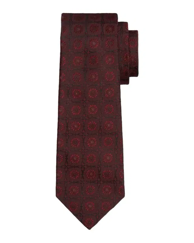 Kiton Men's Silk Floral Jacquard 7-Fold Tie