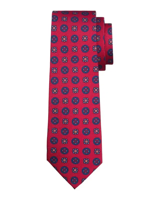 Kiton Men's Silk Geometric Floral 7-Fold Tie