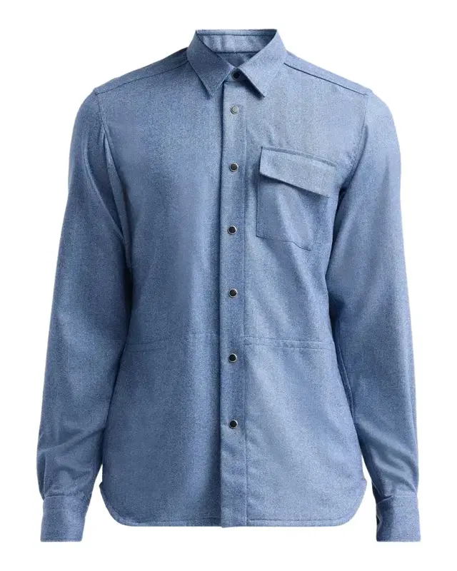 Men's Buba Virgin Wool & Cashmere Snap-Front Shirt
