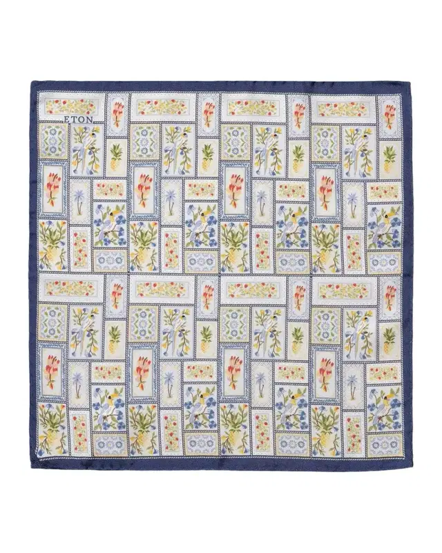 Eton Men's Patchwork Panama Silk Pocket Square