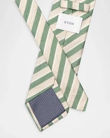 Eton Men's Linen and Silk Diagonal Stripe Tie | Thumbnail 2