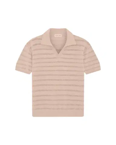 Frescobol Carioca Men's Wavy Stripe Cotton Jacquard Johnny Collar Polo Sweater | Thumbnail 1 Frescobol Carioca Men's Wavy Stripe Cotton Jacquard Johnny Collar Polo Sweater | Thumbnail 1