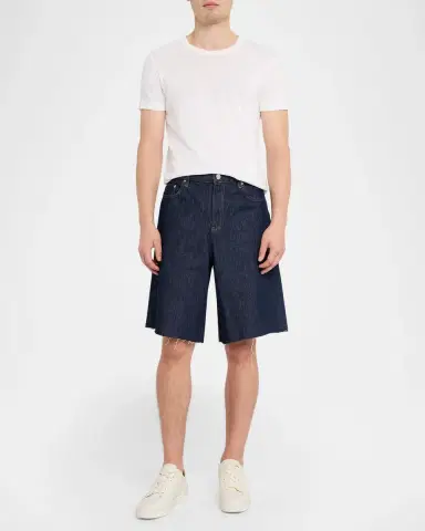 Helmut Lang Men's Frayed-Hem Jean Shorts | Thumbnail 2