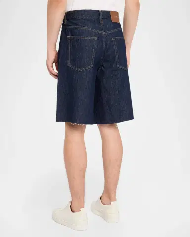 Helmut Lang Men's Frayed-Hem Jean Shorts | Thumbnail 3