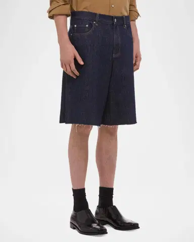 Helmut Lang Men's Frayed-Hem Jean Shorts | Thumbnail 6