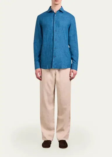 Frescobol Carioca Men's Antonio Linen Button-Down Shirt | Thumbnail 2