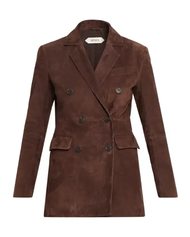 Arma Safia Double-Breasted Suede Jacket