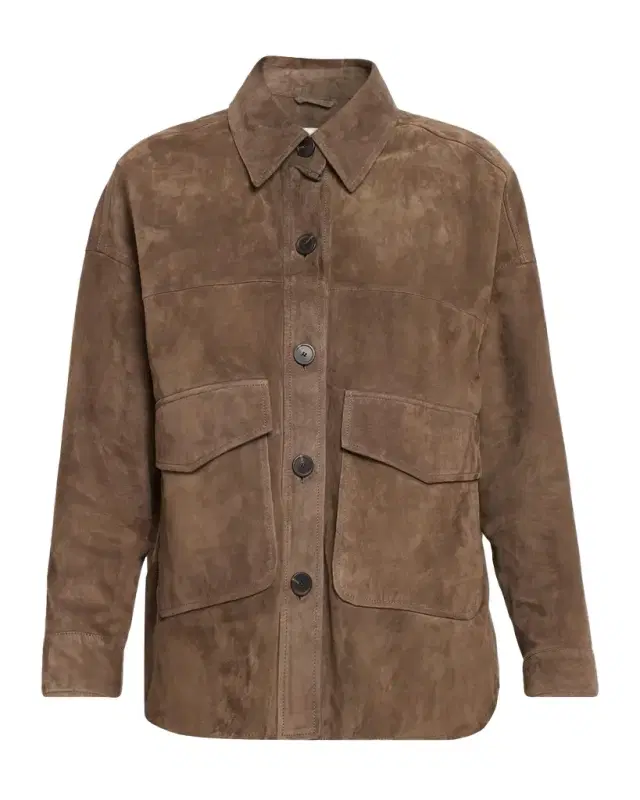 Arma Kaylee Button-Down Suede Shirt Jacket