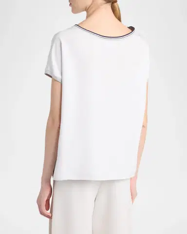 Giorgio Armani Stretch Silk Short-Sleeve Top | Thumbnail 3
