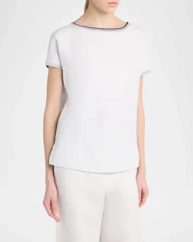 Giorgio Armani Stretch Silk Short-Sleeve Top | Thumbnail 4