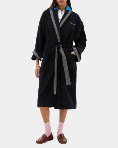 Versace Men's Medusa Jacquard Terry Bathrobe | Thumbnail 2