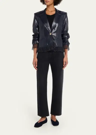 Cinq à Sept Lace-Trim Vegan Leather Blazer | Thumbnail 6