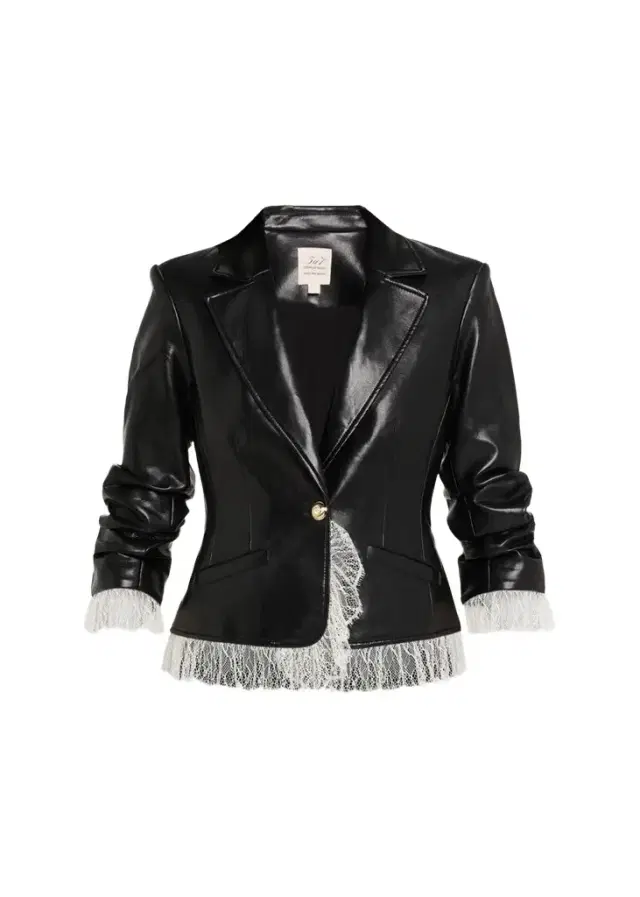 Cinq à Sept Lace-Trim Vegan Leather Blazer