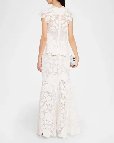 SIMKHAI Eloisa Floral-Embroidered Mesh Mermaid Gown | Thumbnail 3