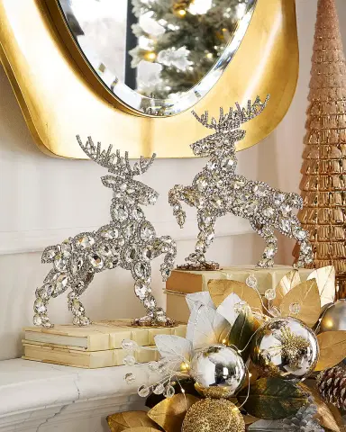 Neiman Marcus Dazzling Valiant Right-Facing Crystal Reindeer Decoration | Thumbnail 2