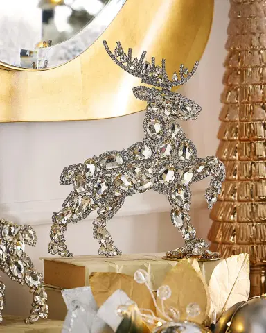 Neiman Marcus Dazzling Valiant Right-Facing Crystal Reindeer Decoration | Thumbnail 1
