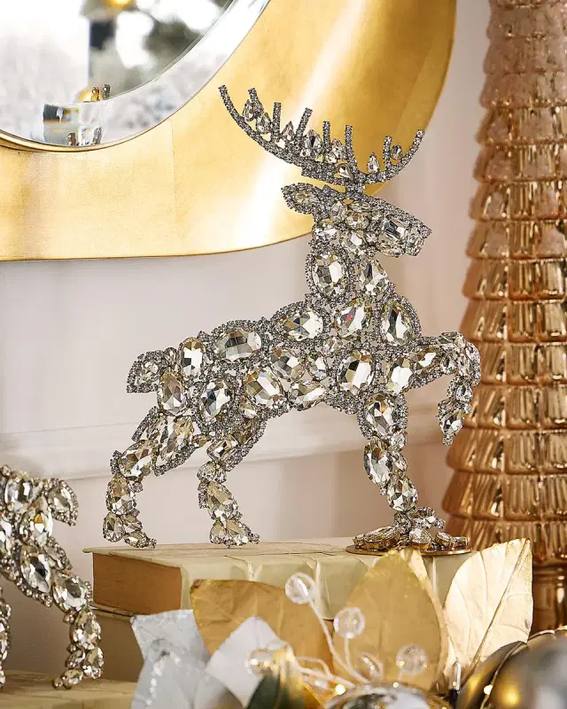 Neiman Marcus Dazzling Valiant Right-Facing Crystal Reindeer Decoration