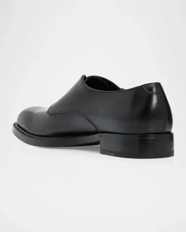 Ferragamo Men 's Leather Double Monk-Strap Shoes | Thumbnail 2