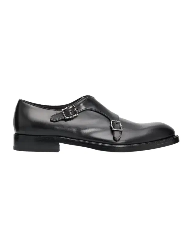 Ferragamo Men 's Leather Double Monk-Strap Shoes